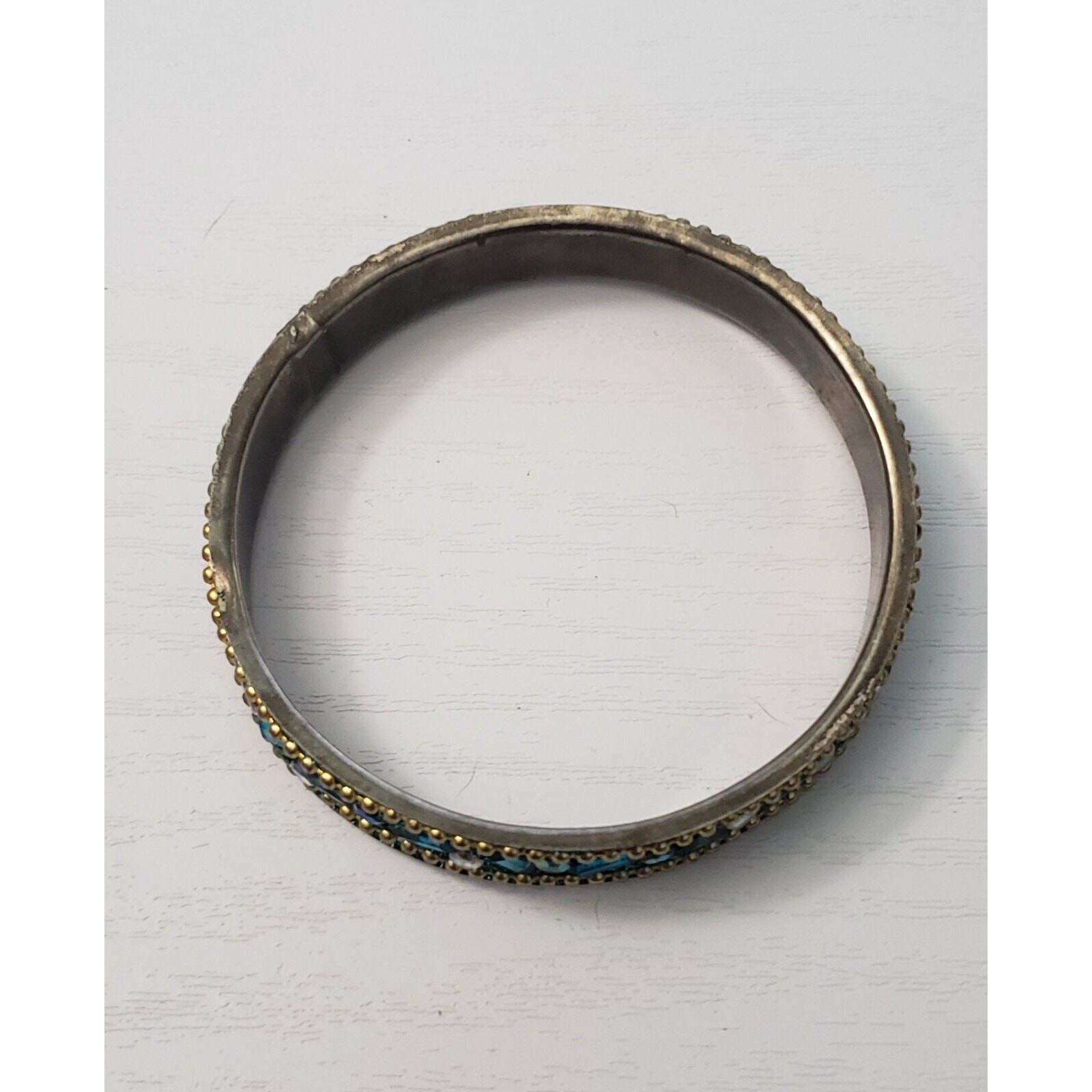 Vintage Bracelet / Bangle Bright Blue Glitter Bangle 7″