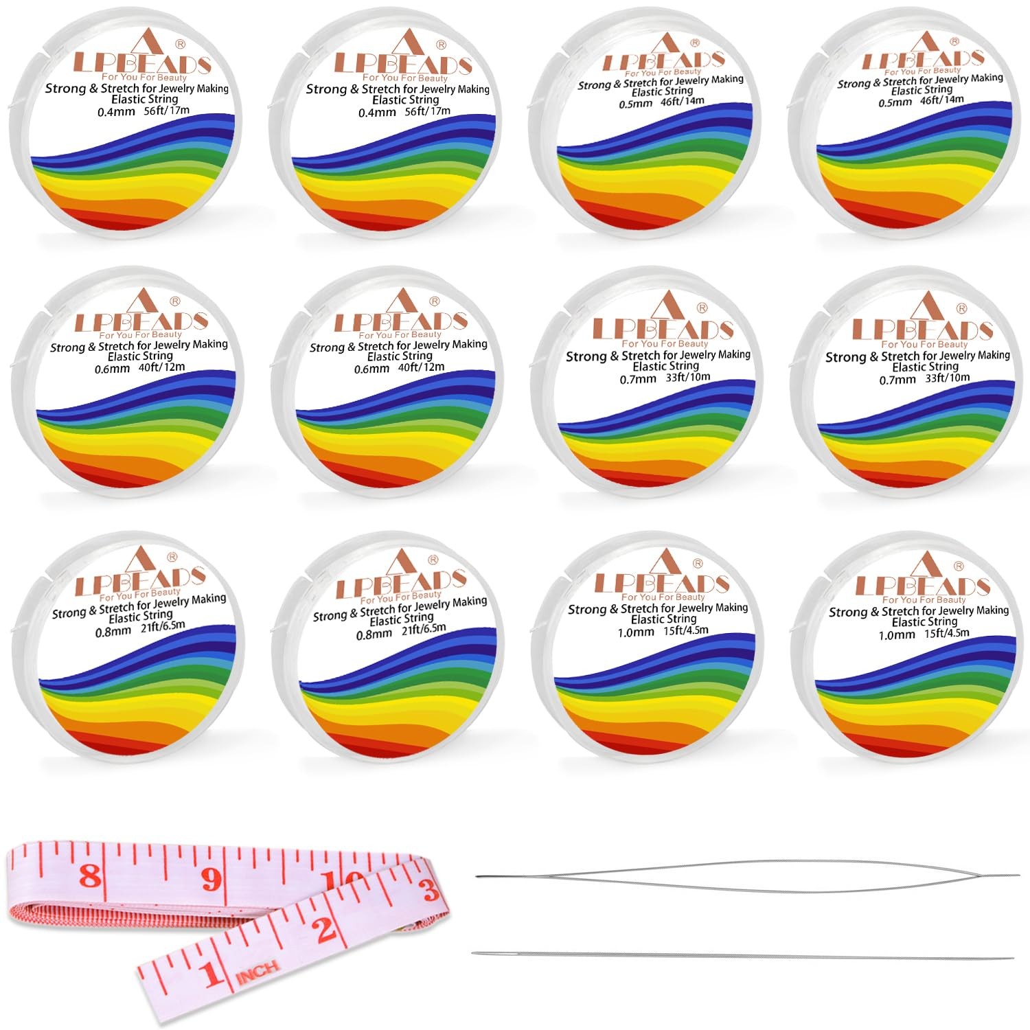 Elastic Bracelet 0.4mm, 0.5mm, 0.6mm, 0.7mm, 0.8mm, 1mm, Round Crystal Clear