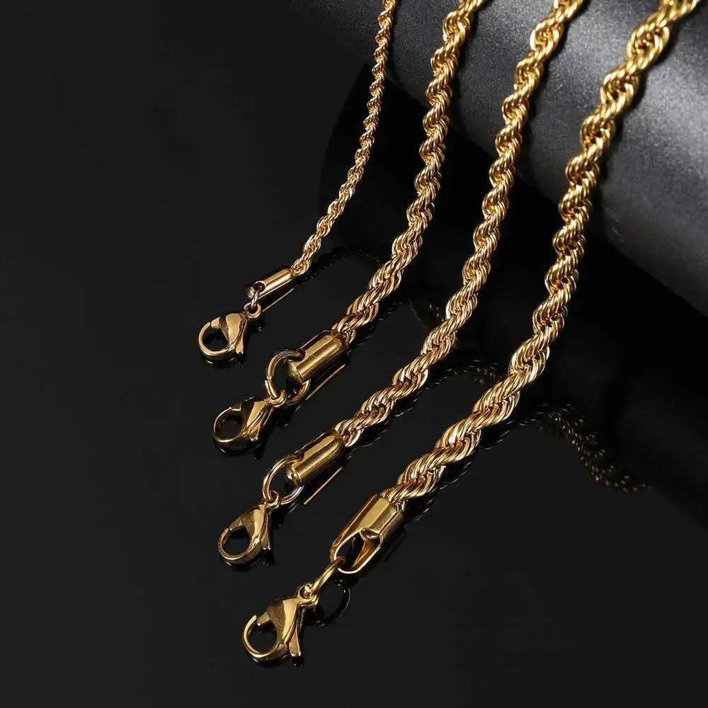 2/3/4/5/6 MM Rope Chain Necklaces For Men Women Twisted Sigapore Links Choker Ba