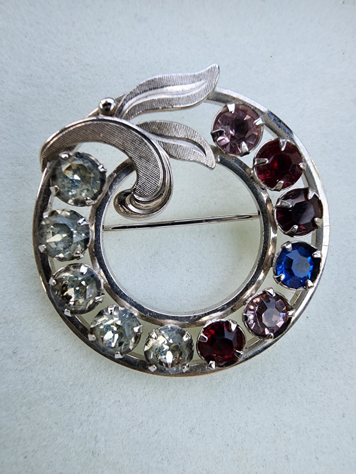 VINTAGE SIGNED c1940s Van Dell Sterling Silver Wreath Brooch Pin 6.80g
