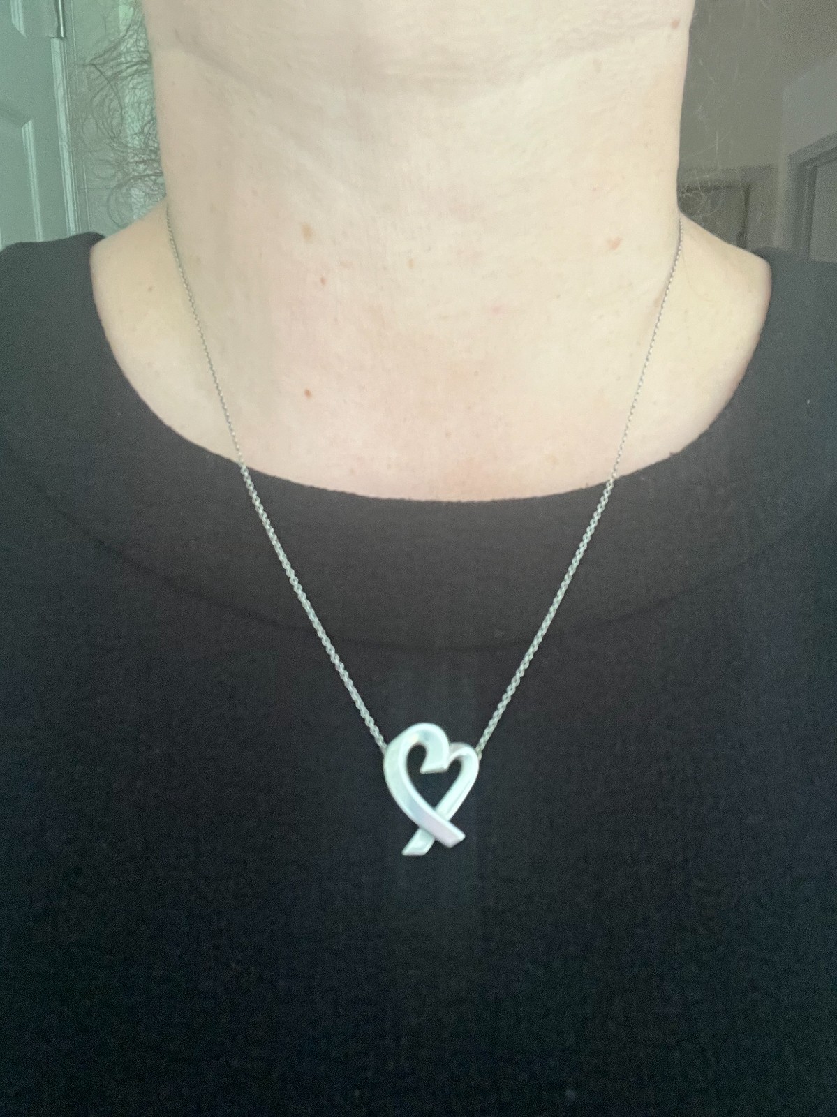 Auth TIFFANY & Co. Sterling Silver 925 Paloma Picasso Loving Heart Necklace