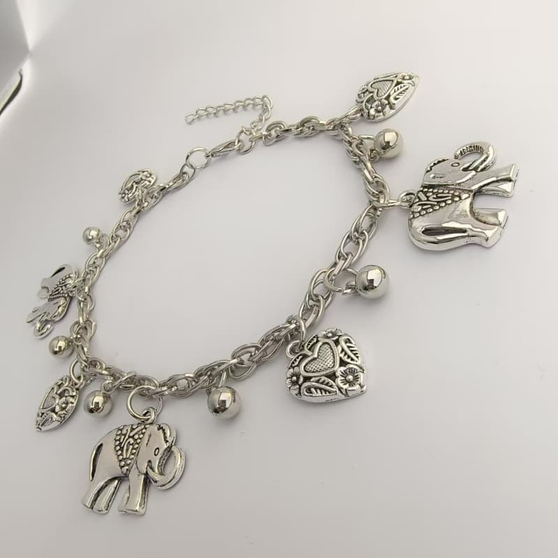 Elegant 925 Plating Silver Beach Sandal Heart Anklet Foot Bracelet Vintage Women