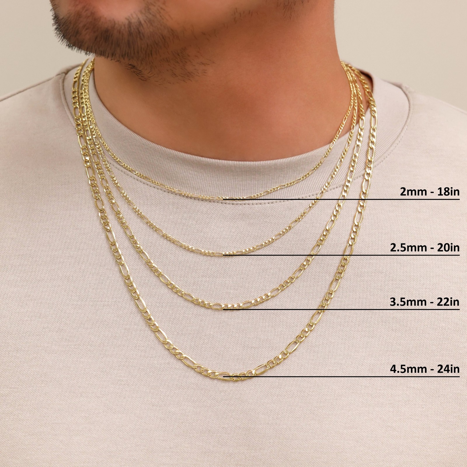 10K Yellow Gold 2mm-9mm Italian Figaro Chain Necklace Bracelet Men Women 7″- 30″
