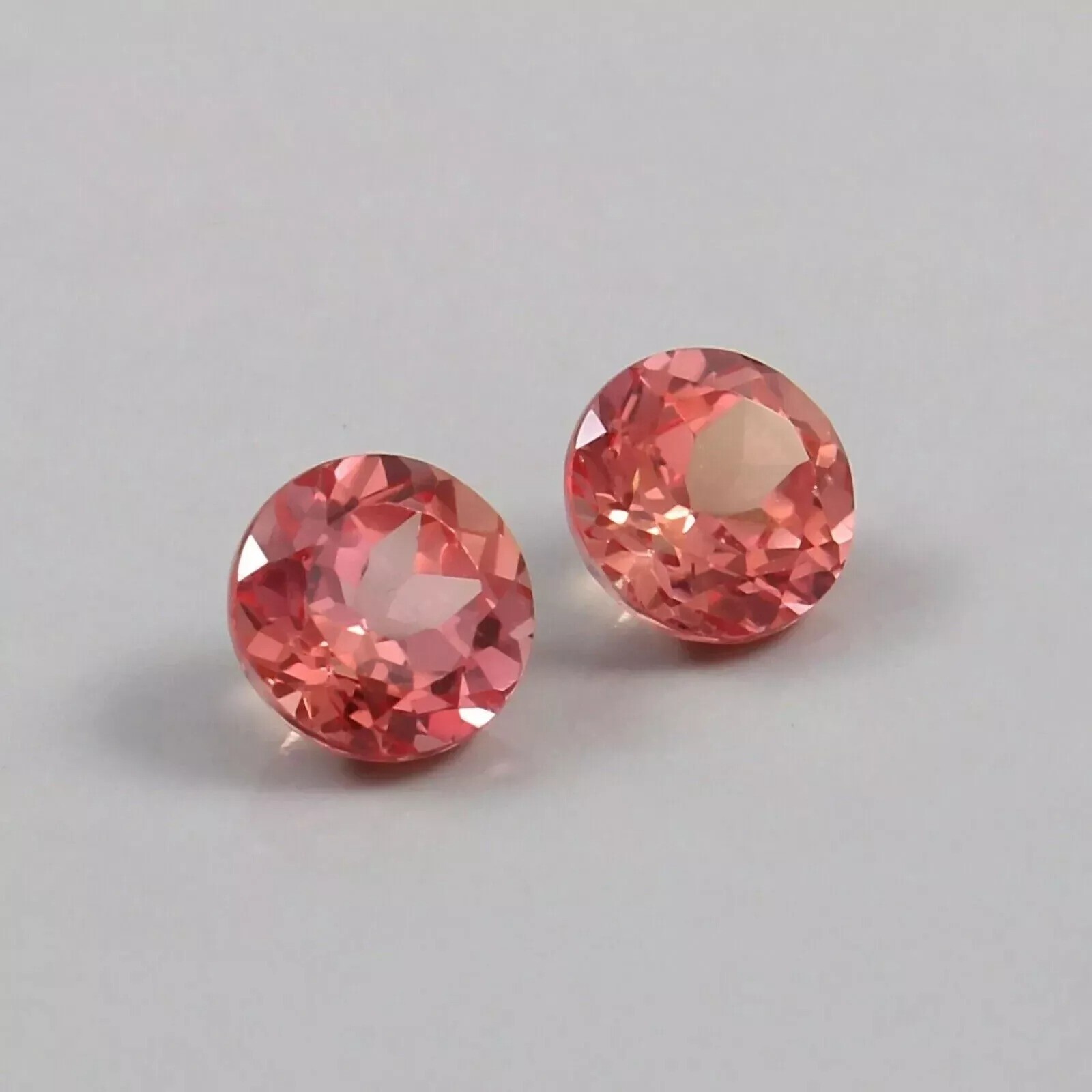 Natural Padparadscha Sapphire 8×8 mm Pair of Round Cut Gemstone Loose Certified