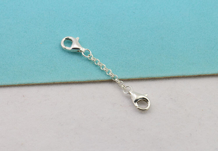 925 Sterling Silver Extension Safety O Chain Extender Necklace Two Lobster clasp