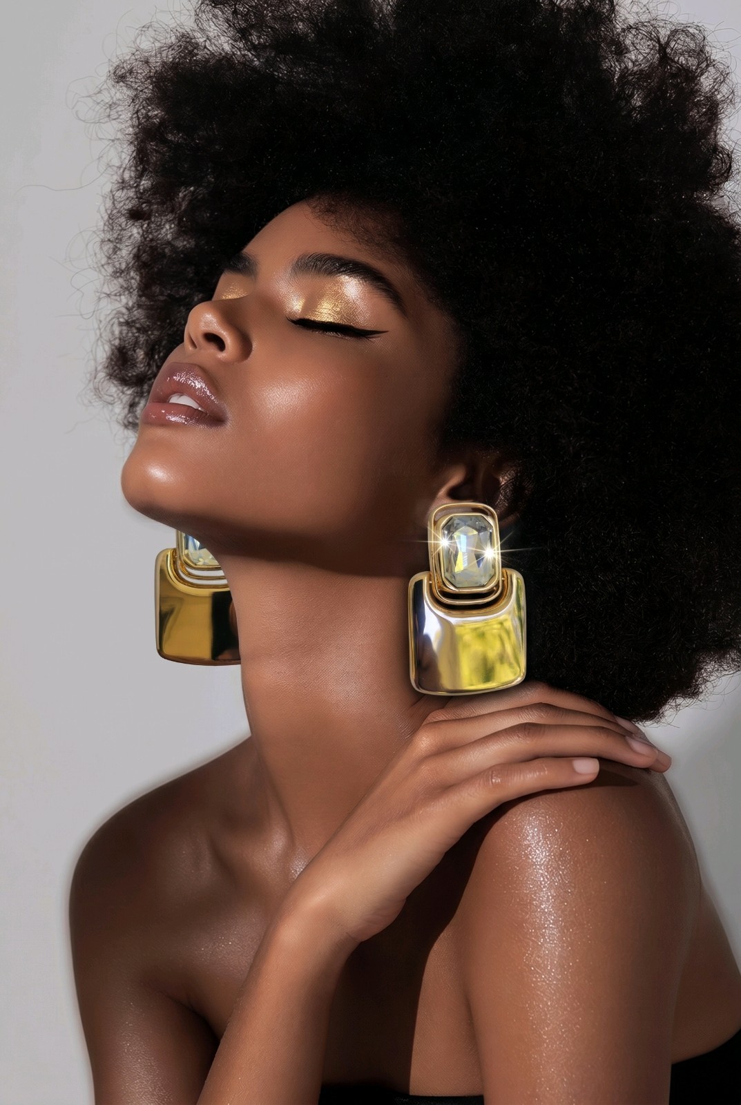 Modern Geometric Statement EarringsBold Golden Dangle Statement Piece