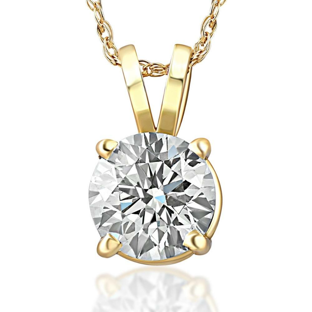 1/4 – 2 Ct T.W. Natural Diamond Solitaire Pendant in 14k White or Yellow Gold