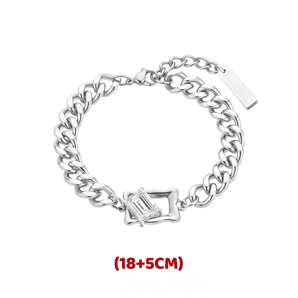 Punk Zircon Cuban Necklace For Man Woman Non Fading Titanium Steel Hip Hop Stree