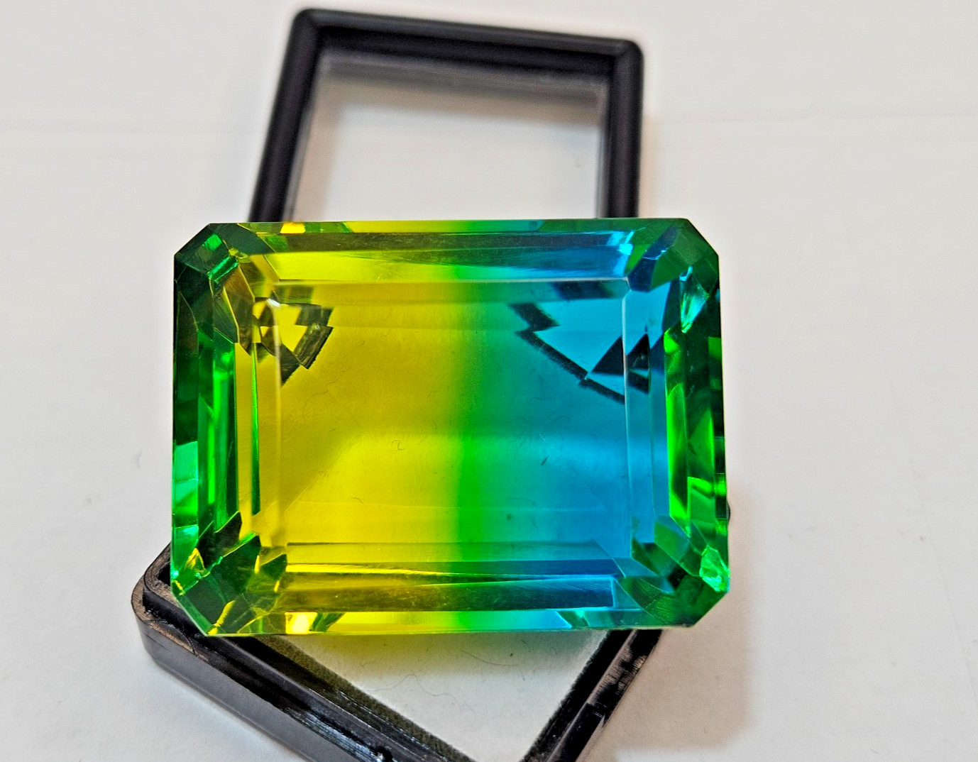 Tourmaline Bi-Colour Emerald Cut 109 Ct Natural Loose Certified Gemstone FR-469