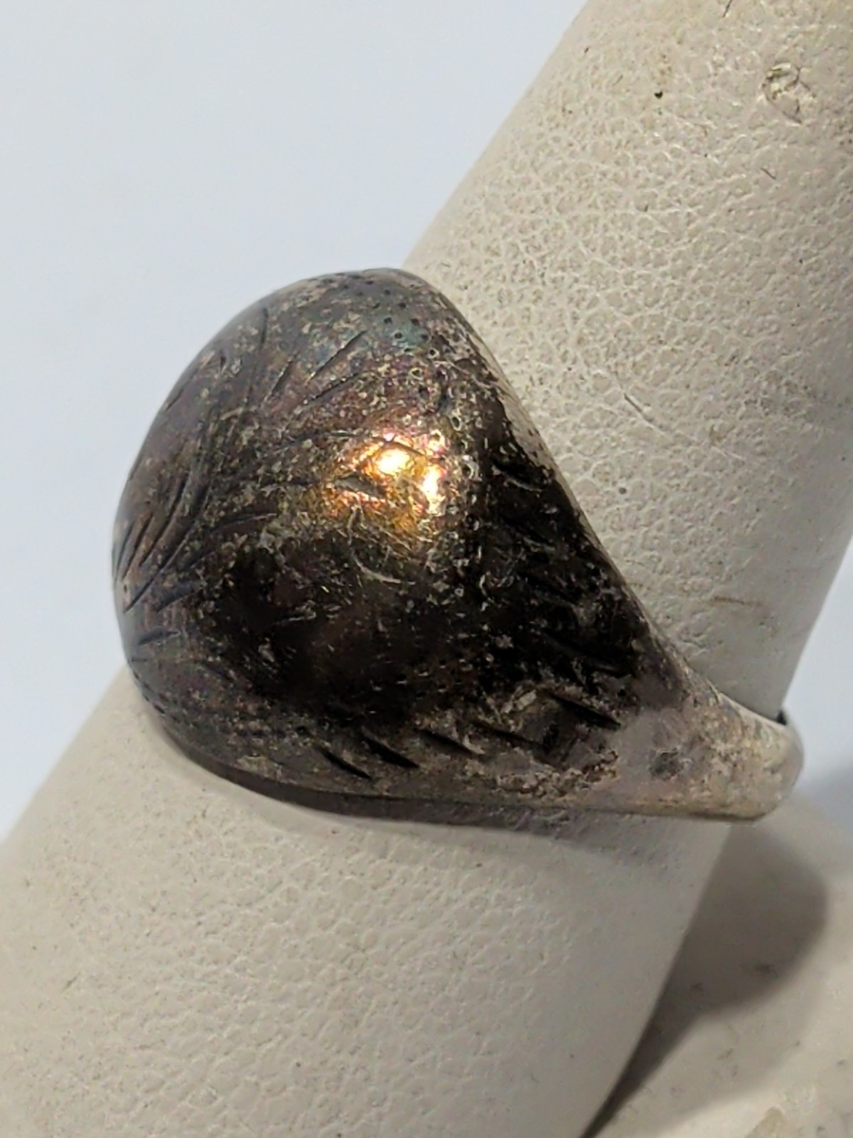 ✨VINTAGE✨ .925 Sterling Silver Etched Dome Ring – Size 9 – Made In Thailand
