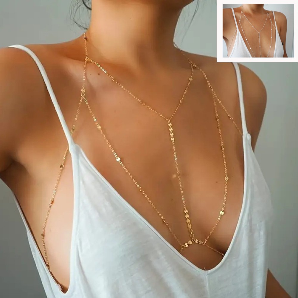 Sexy Body Chain for Women, Layered Bikini Waist Summer Beach Jewelry Gold/Sliver