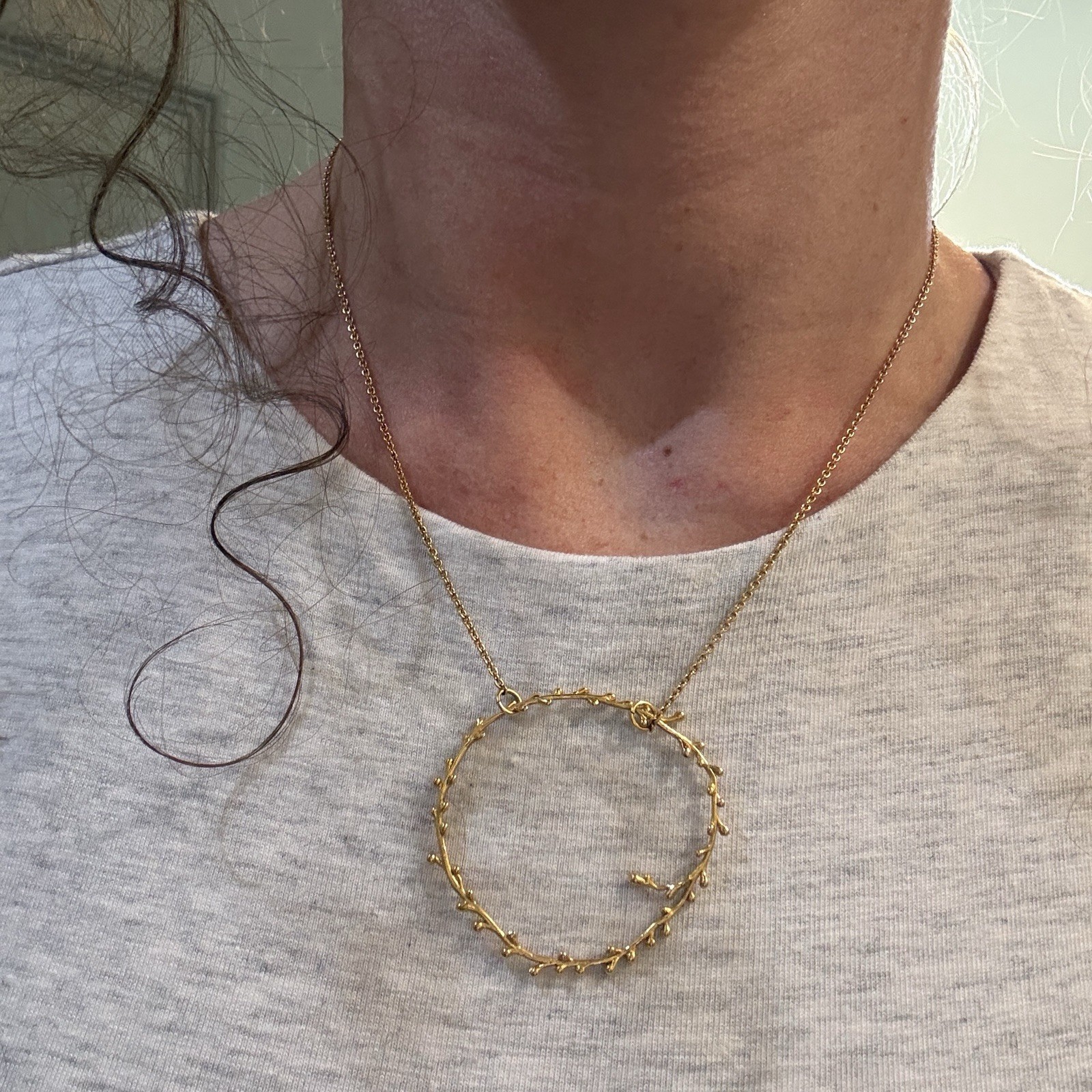 Gold Vine Circle Necklace 🌿 Cottagecore Fairycore Circular Forest Pendant