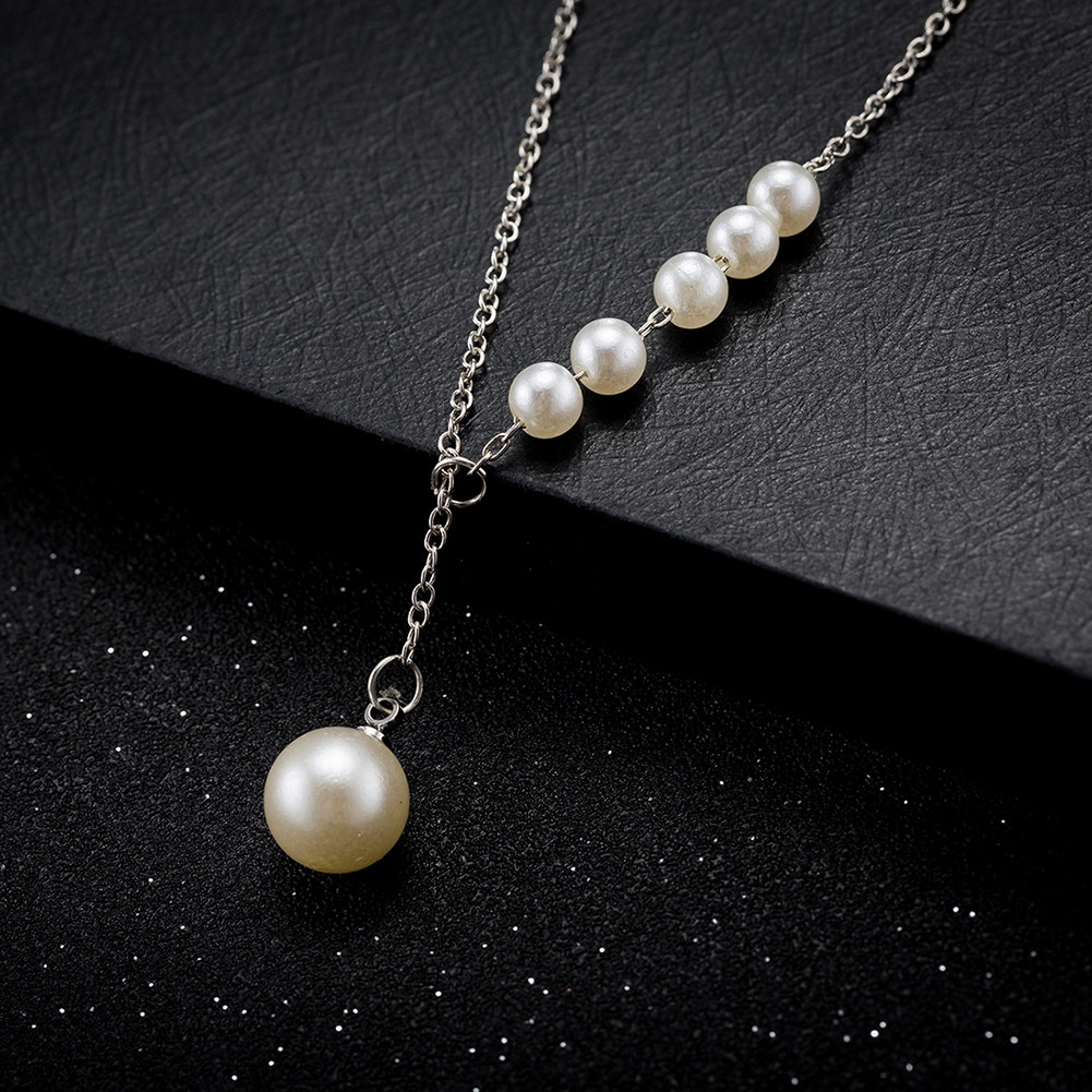 Chic Silver Plated White Pearl Woman Chain Wedding Necklace N-A551 Gift