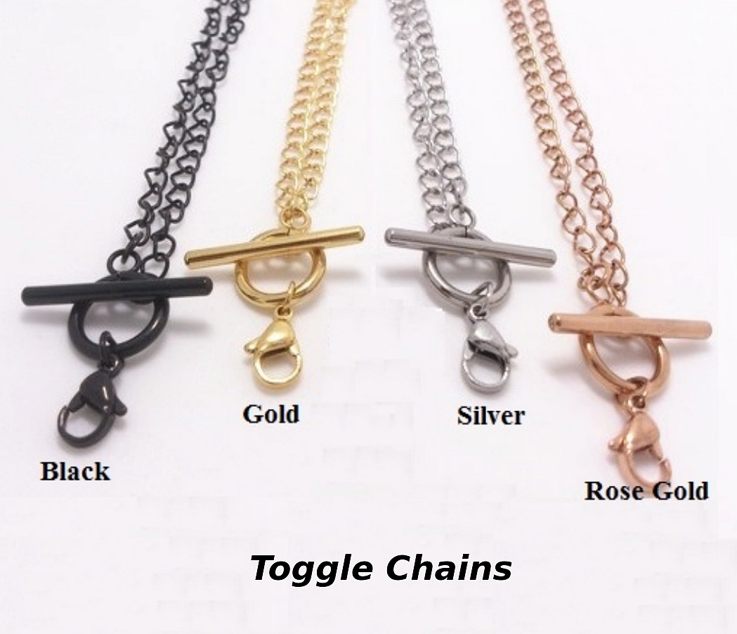 316L Stainless Steel Waterproof Floating Memory Locket Necklace Toggle Chain