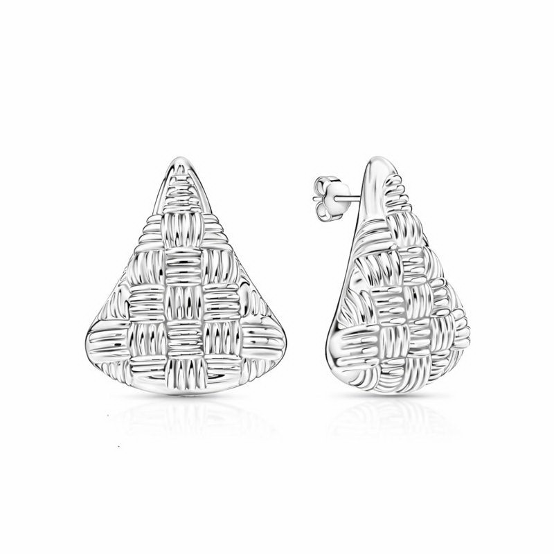 925 Sterling Silver Texture Triangle Stud Earrings |Geometric Minimalist Jewelry