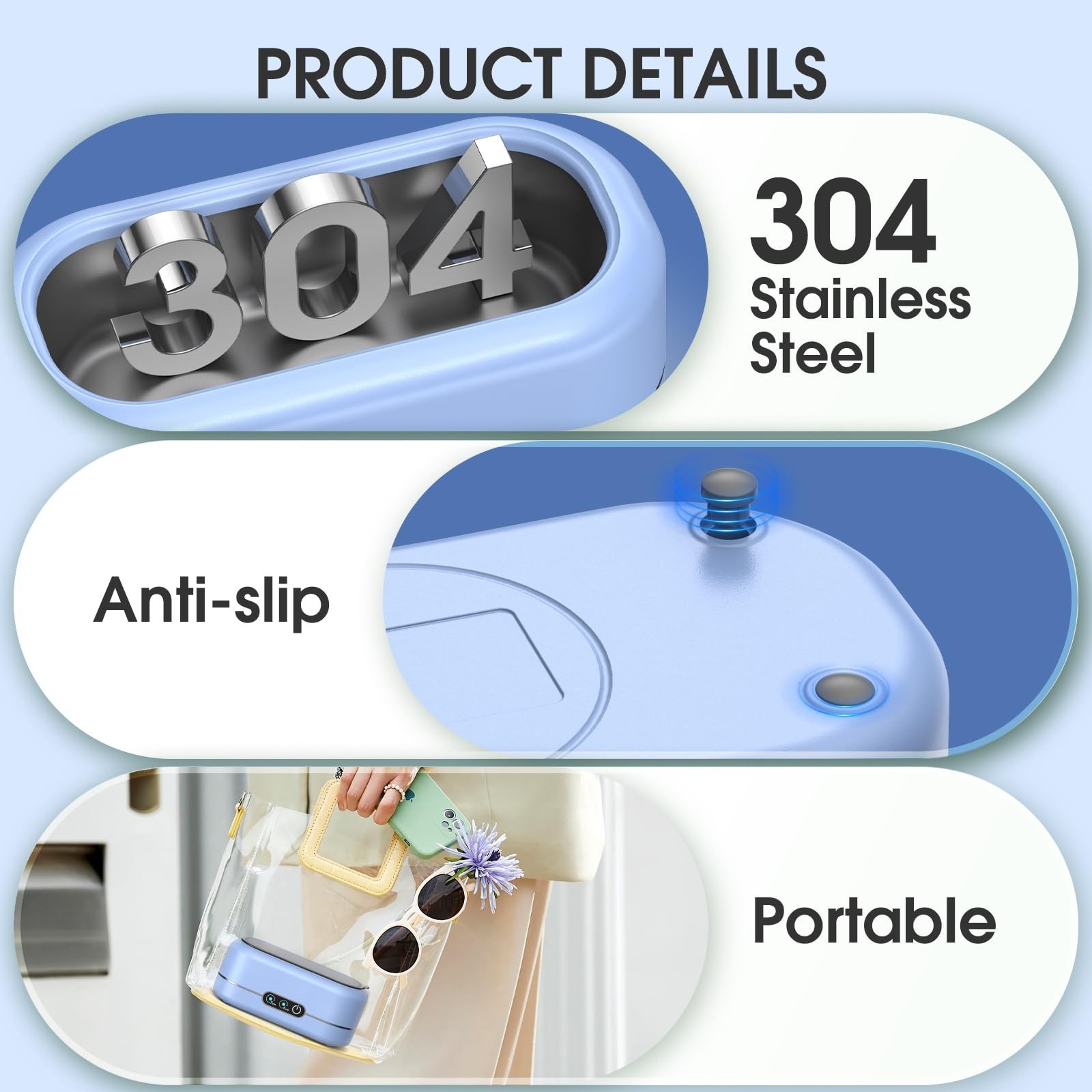 Ultrasonic Jewelry Cleaner with Digital Timer – 50KHz Stainless Steel Machine fo