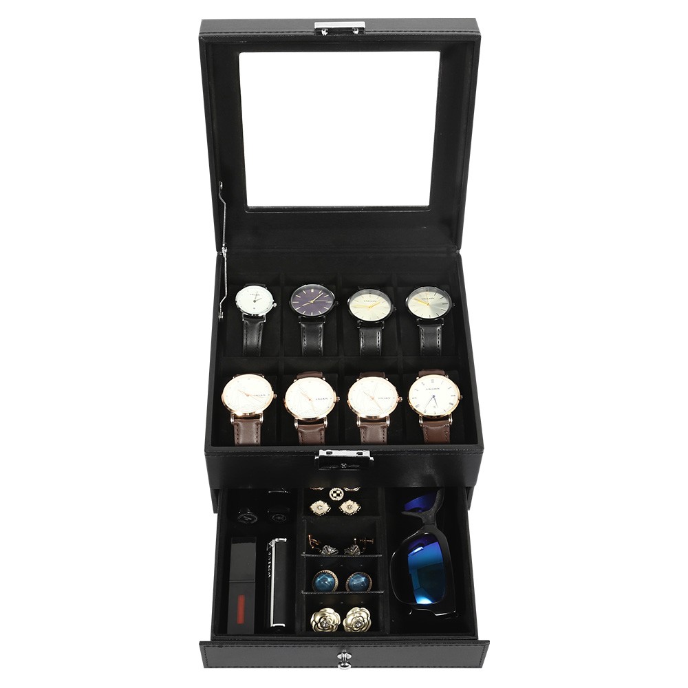 3/6/8/10/12/24 Slots PU Leather Watch Box Organizer Jewelry Display Storage Case