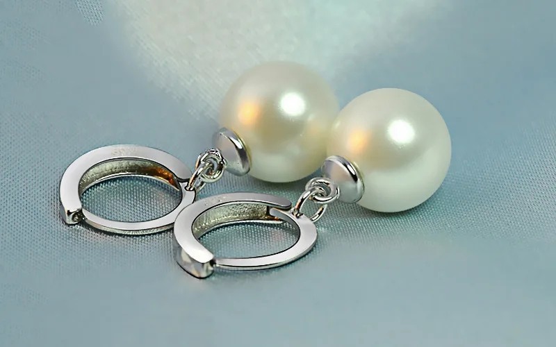 925 Sterling Silver Freshwater Pearl Earrings Crystal Women Wedding Party Gift