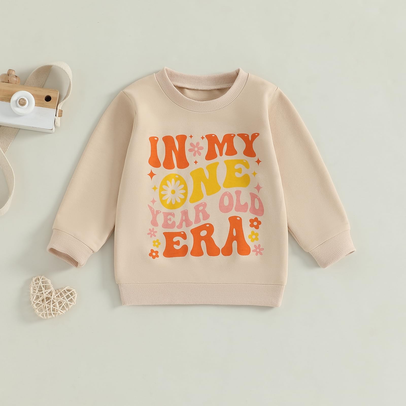 FYBITBO First Birthday Girl Outfit In My One Year Old Era 12-18 Months, Beige