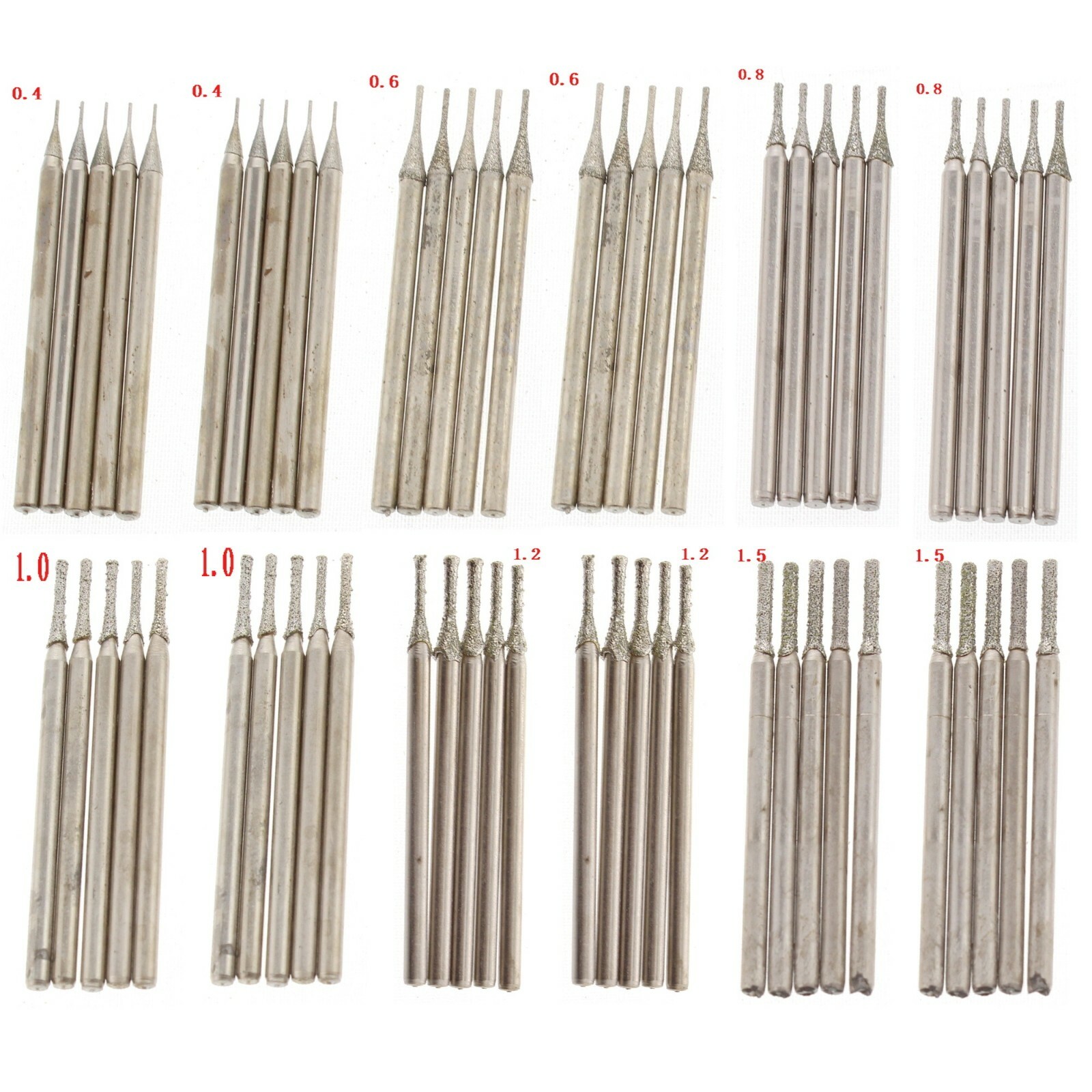 60Pcs 0.4-1.5mm Diamond Drill Bits Set Drilling Jewelry Lapidary Tools For Stone