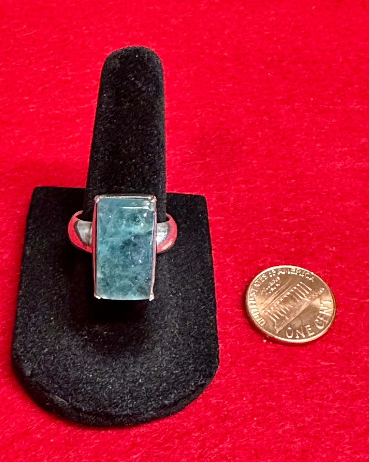 Vintage Nepal 925 Sterling Silver Blue Stone Statement Ring Sz 6 Signed READ