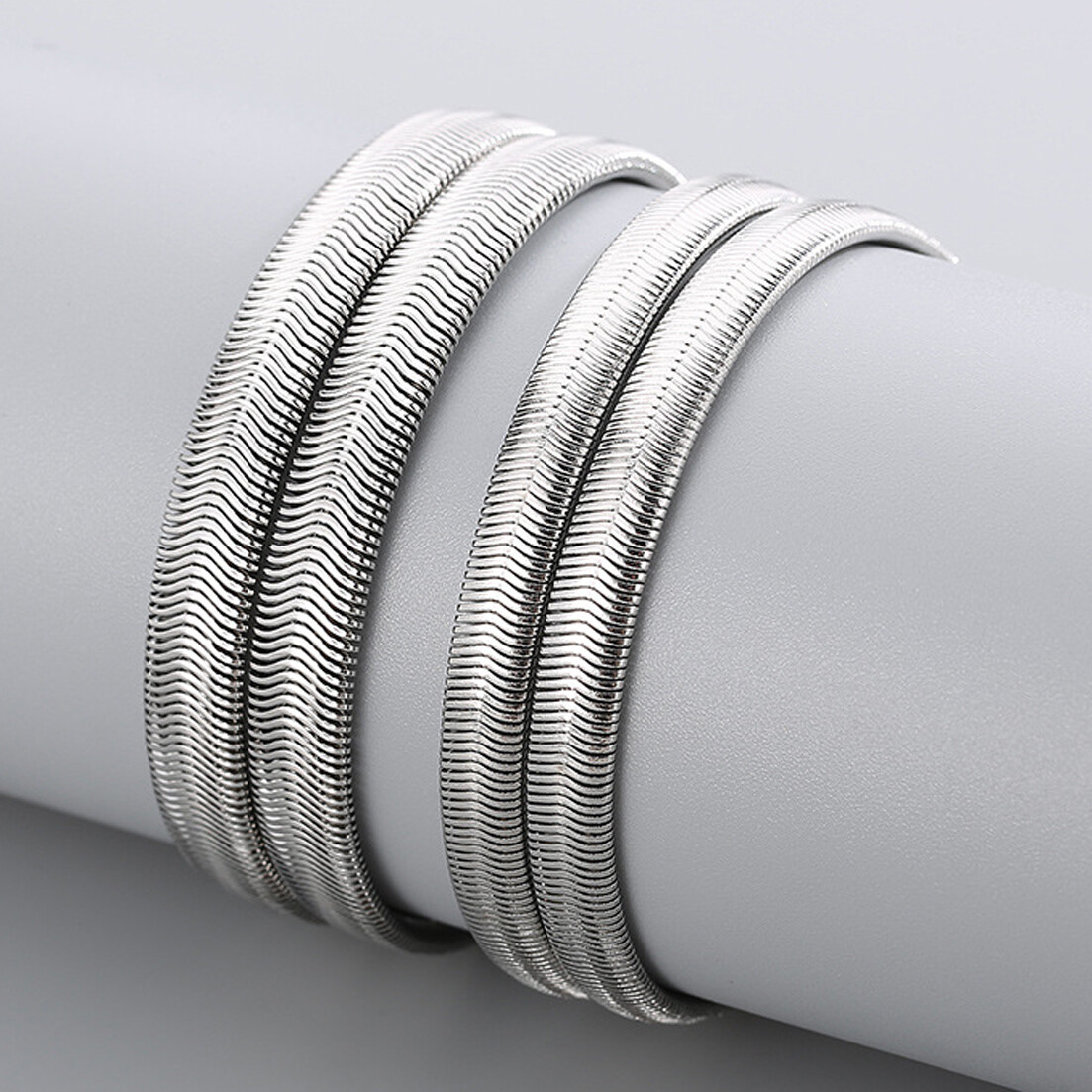 3/4/5/6/8mm New Fashion 316L Stainless Steel Flat Snake Chain Necklace Women Men