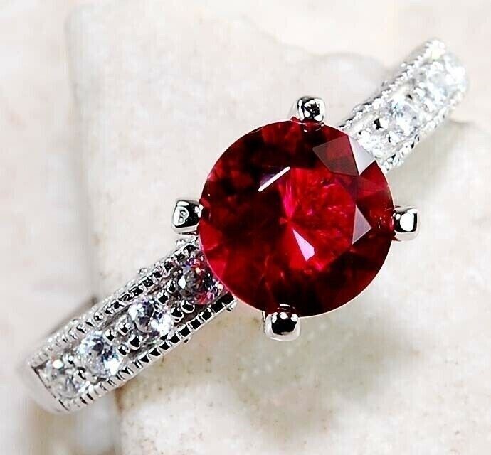 2CT Heat Treated Rubellite Tourmaline 925 Sterling Silver Ring Sz 8 UB4-2