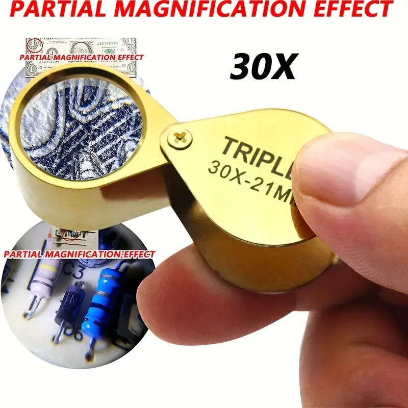 Gold 30x Jeweler’s Loupe Magnifier High Magnified Glass Jewelry Detect Eye Lens