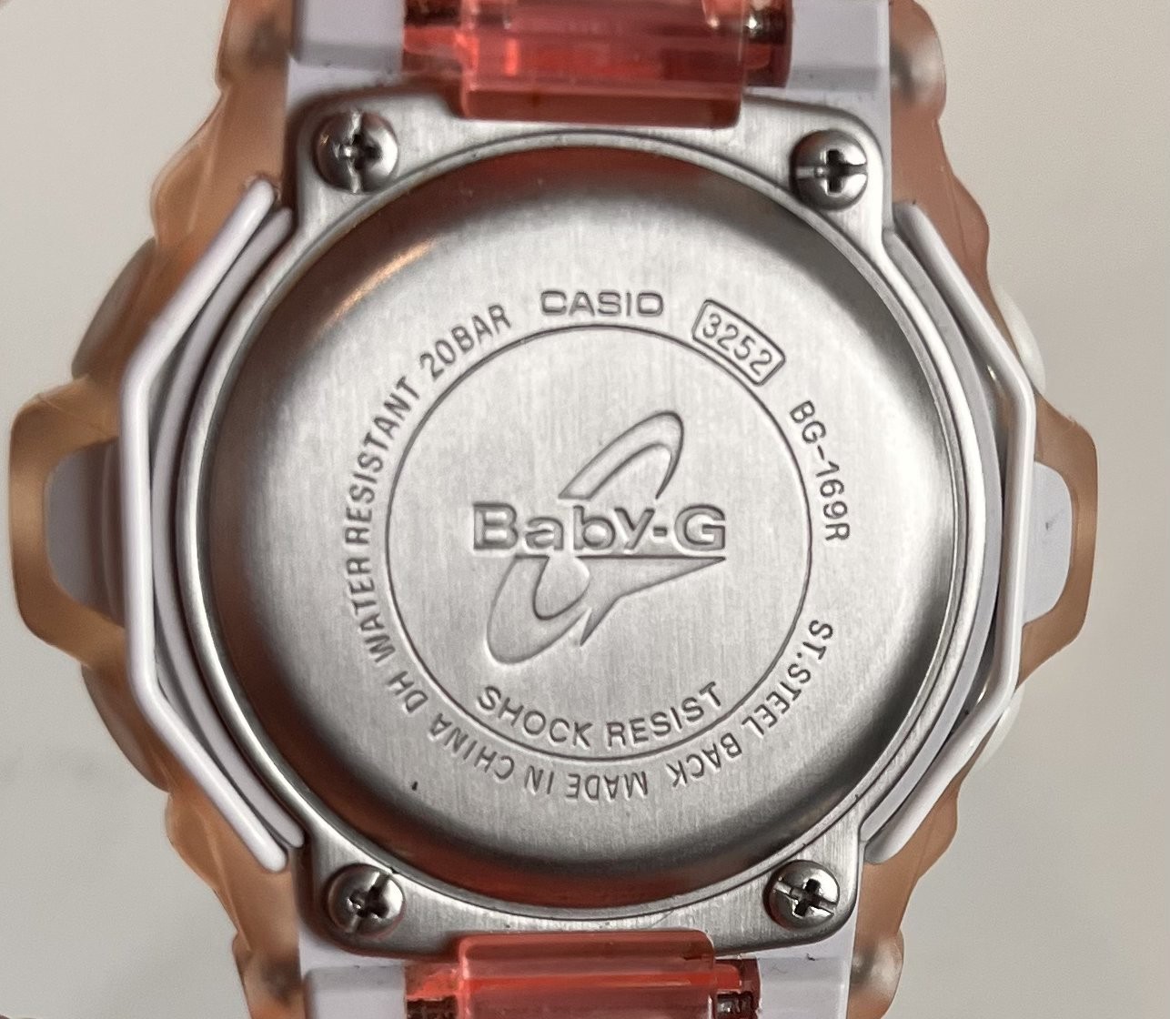 CASIO vintage BG-169R Translucent Pink Resin Case & Band Baby G Shock Watch