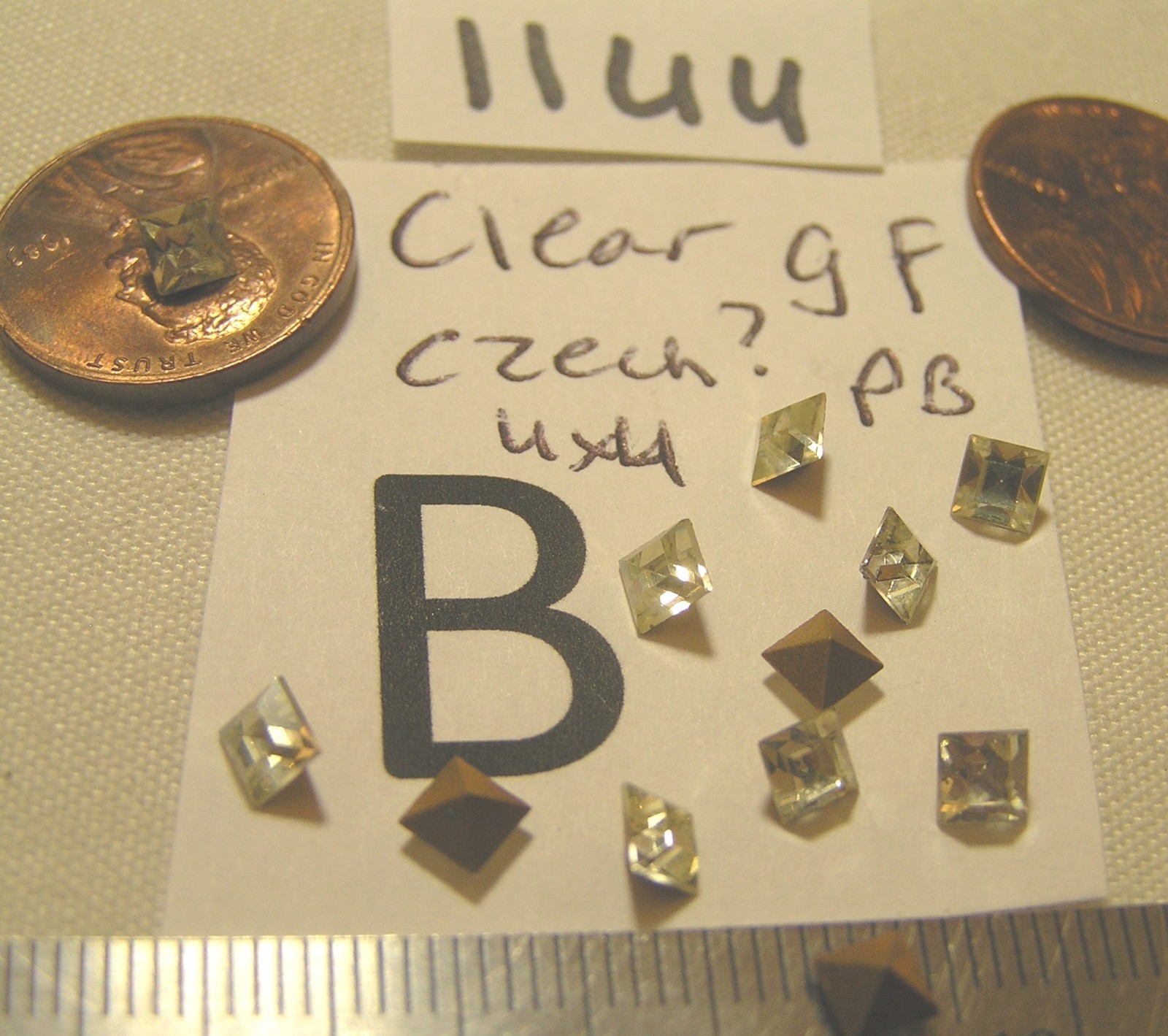 Vtg 4mm Square Swarovski Czech GF UF Pointed back Flat Rhinestone Jewelry Repair