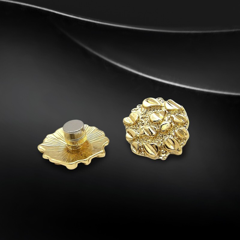 Magnetic Cookie Nugget Earrings Hip Hop Iced Gold plated Cubic Zirconia Earrings