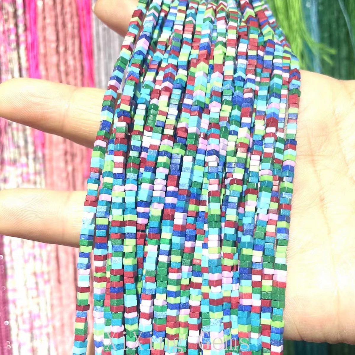 1x2mm Colourful Turquoise Flat Square Disc Spacer Beads for Jewelry Making DIY