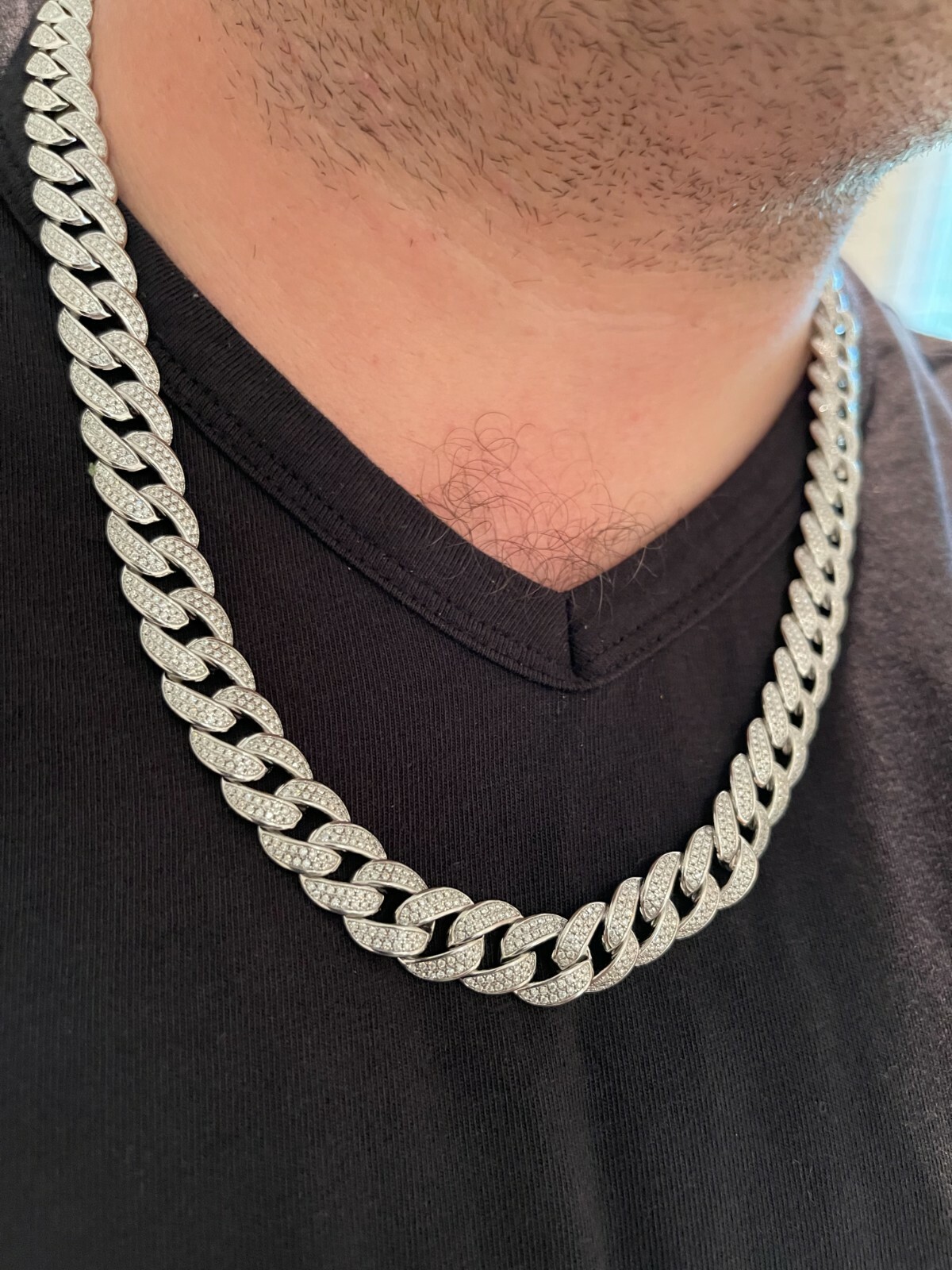 Mens Miami Cuban Link Chain Real Iced Moissanite – Passes Tester 12mm