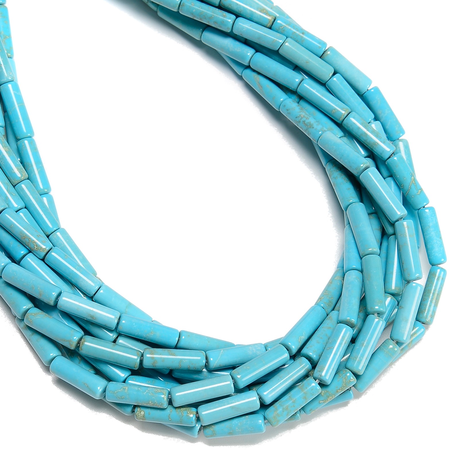 Blue Turquoise Round Tube Beads 4x13mm 15.5″ Strand