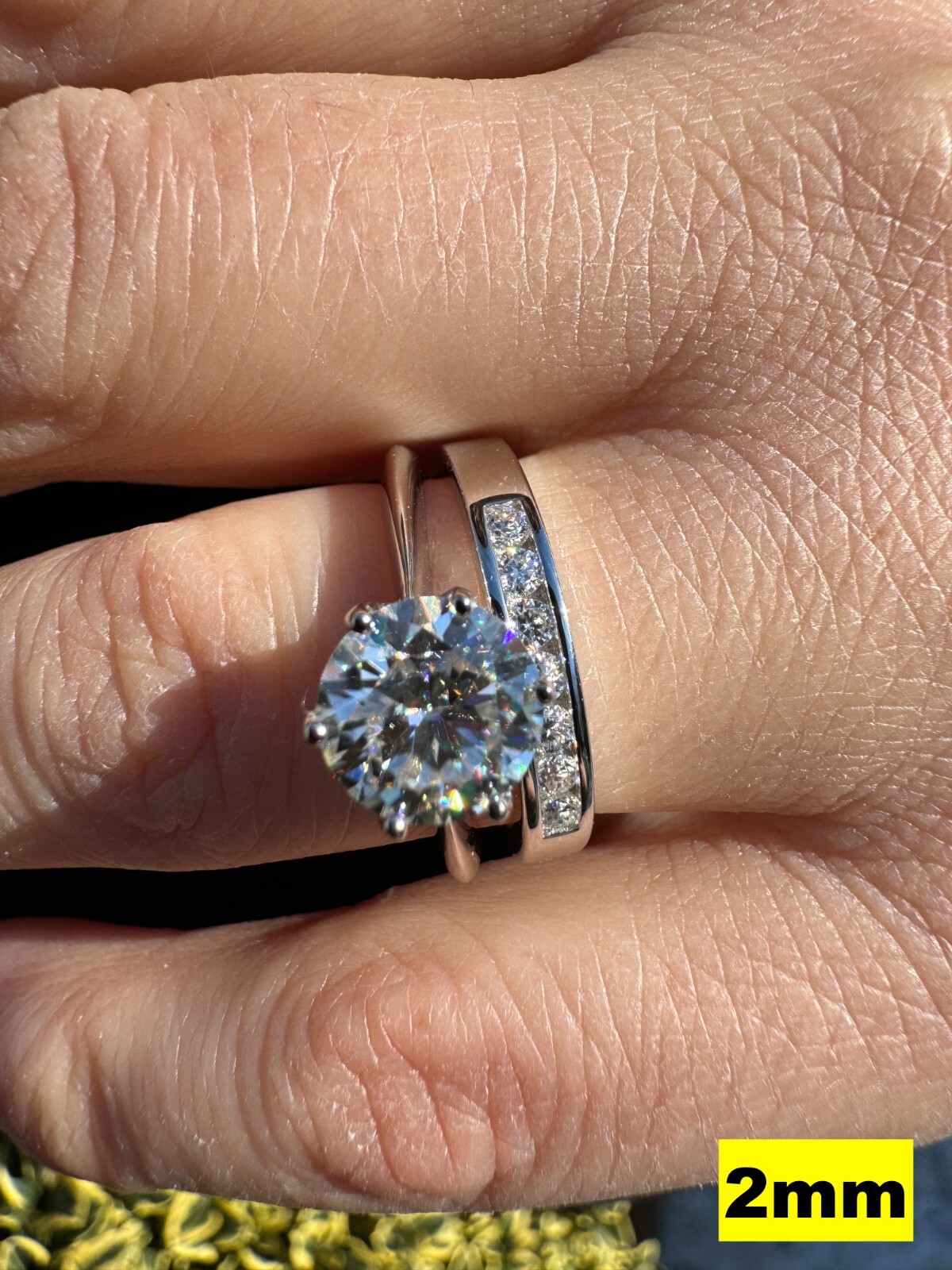 Real Moissanite Half Eternity Band Channel Set Wedding Ring 925 Silver 1.5mm-5mm