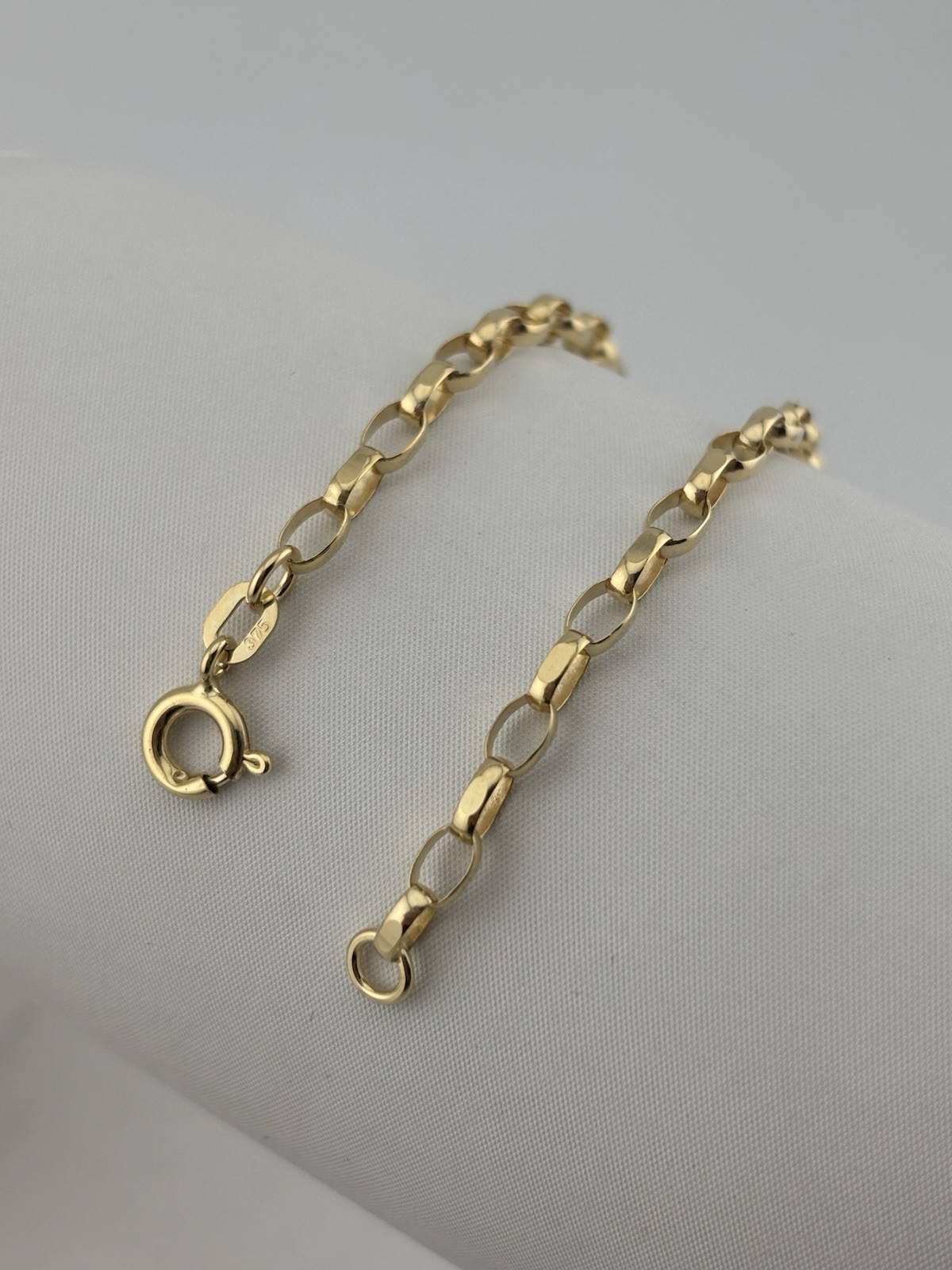 9ct Yellow Gold Ladies Solid Oval 3mm Belcher Bracelet 7.5 Inch Diamond Cut