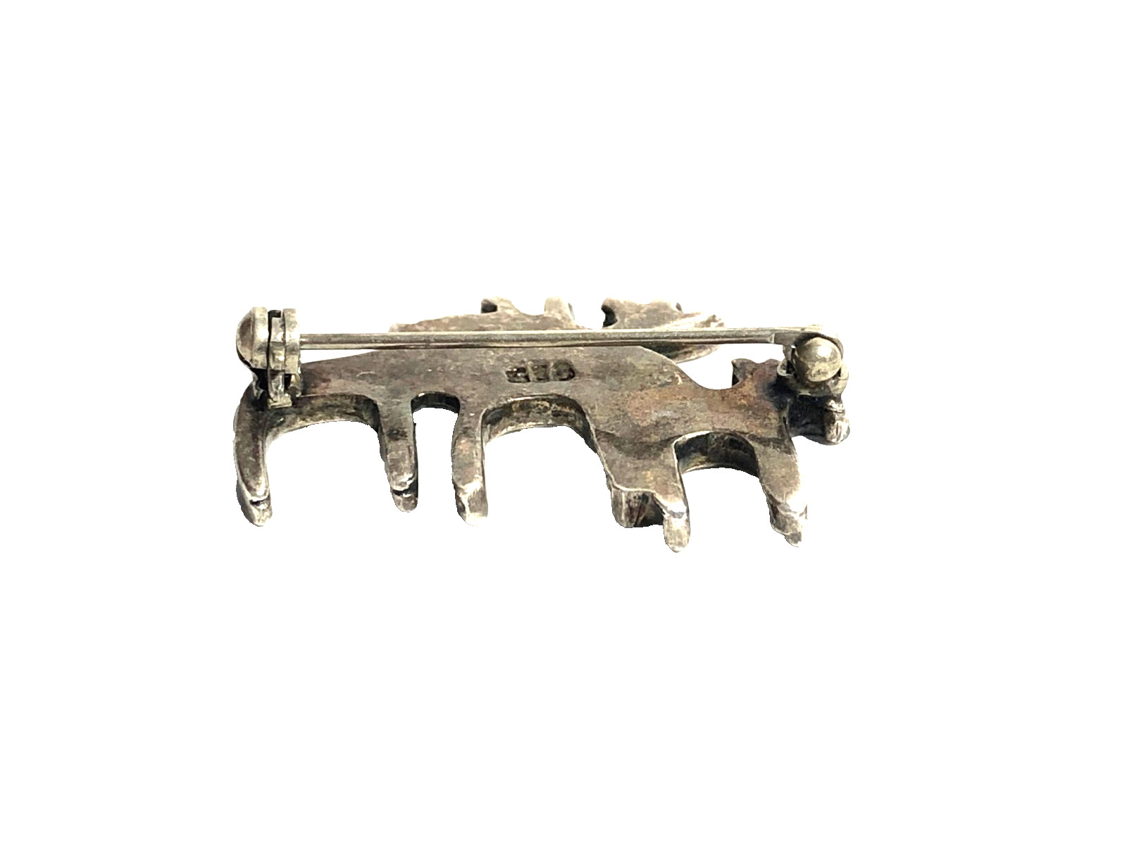 Moose Family Hand Crafted Sterling Silver 925 Pin Brooch 1.25″ Estate Find