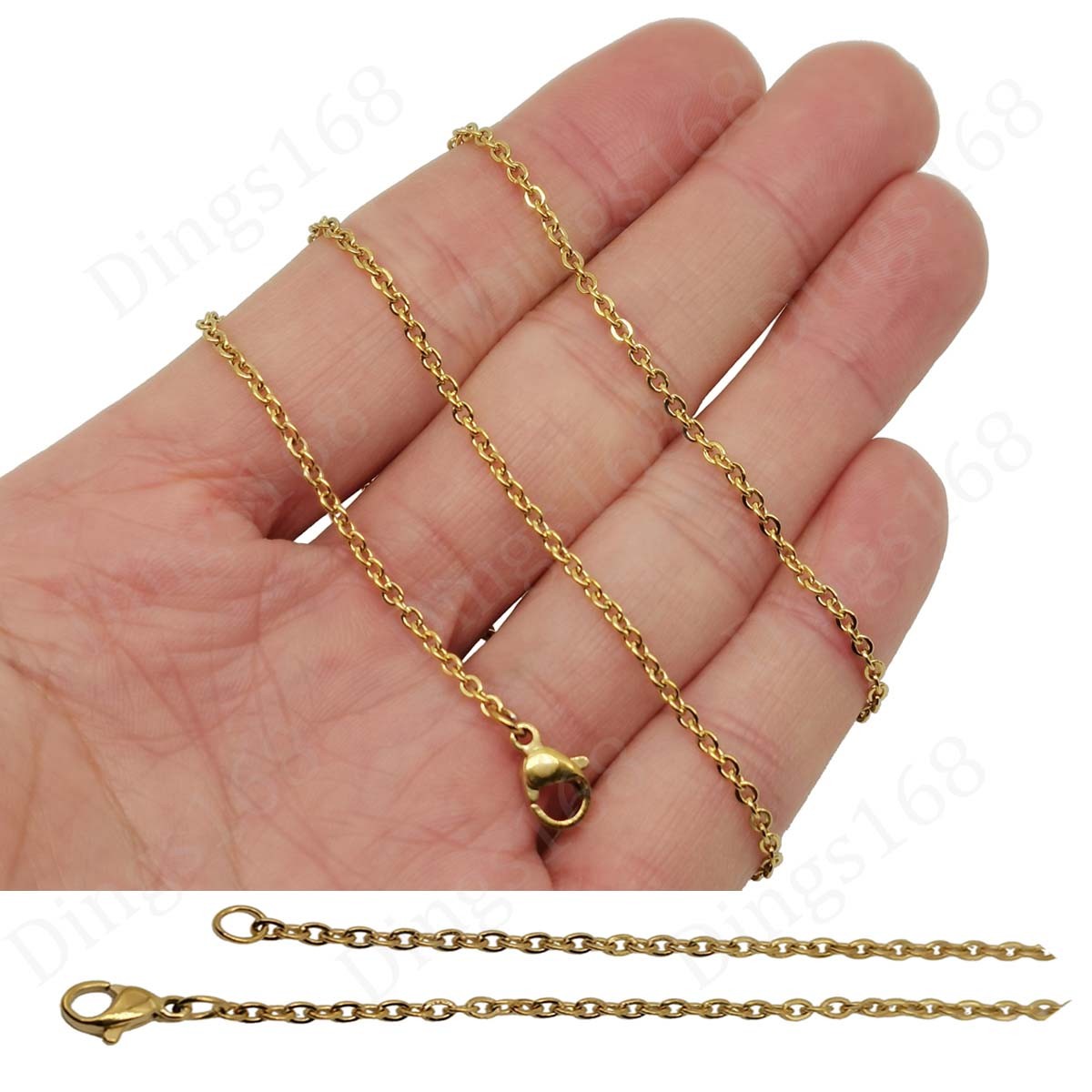 Genuine 18K Yellow Gold Filled Hypoallergenic 2.4mm24″ Cable Chain Necklace P146