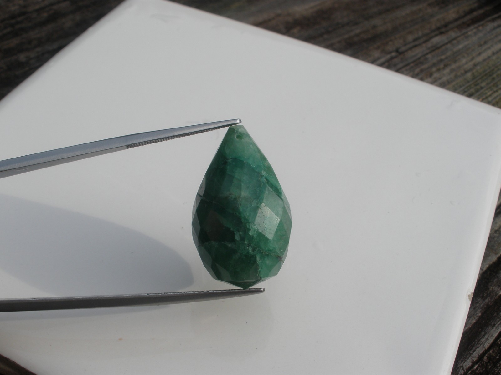 Emerald Briolette Drilled loose Natural Gem 26 x 14mm