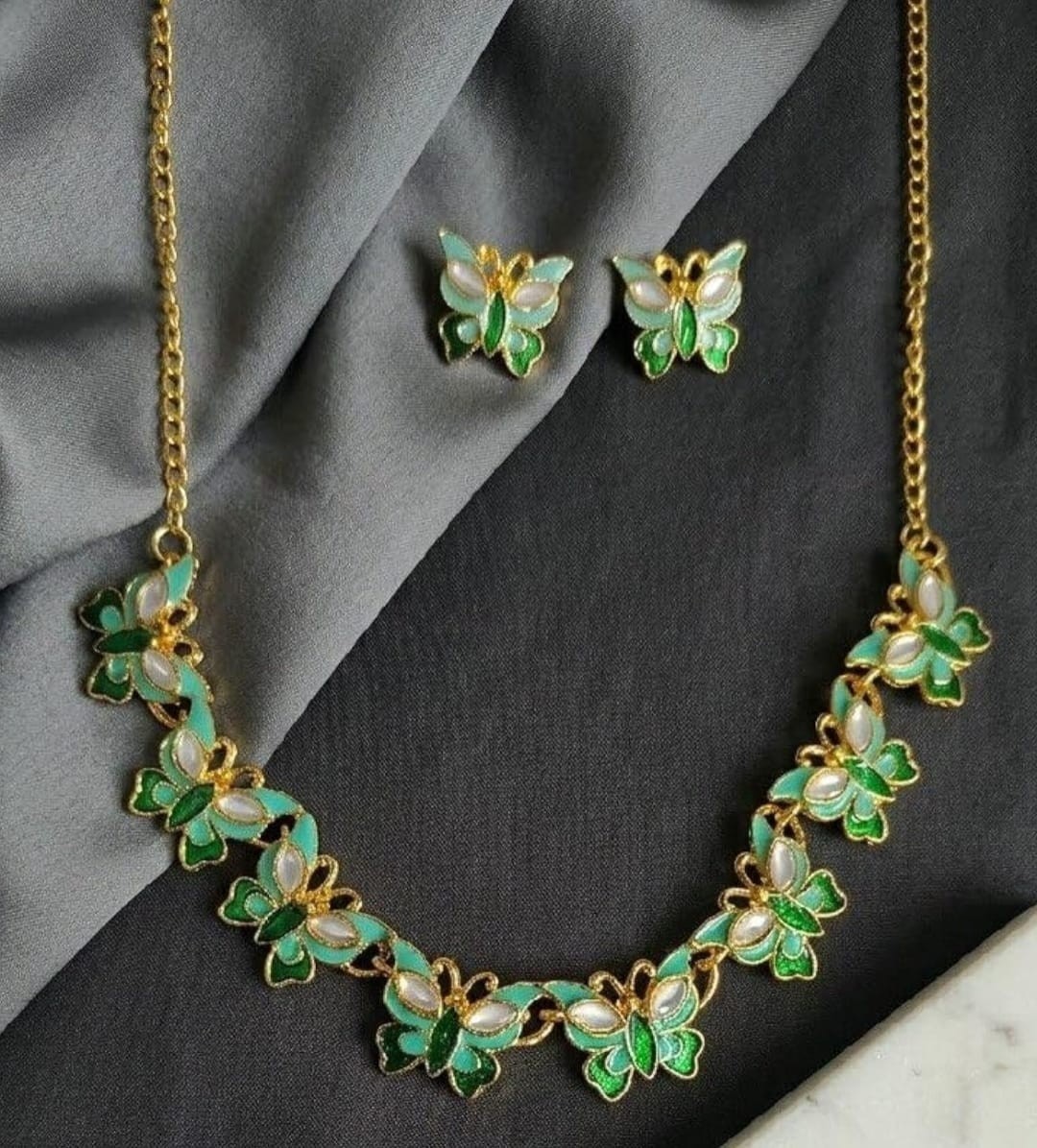 Indian bollywood butterfly shaped enamel pendant for women and girls