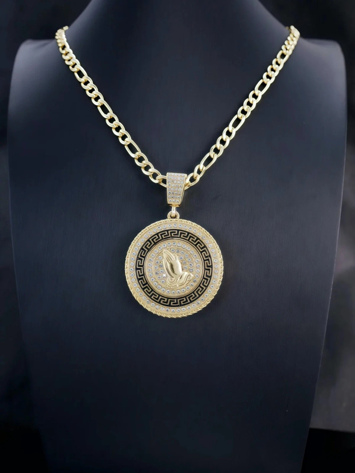 Gold Roulette Spinning Center /Casino Poker Cards Pendant Necklace Cuban Chain
