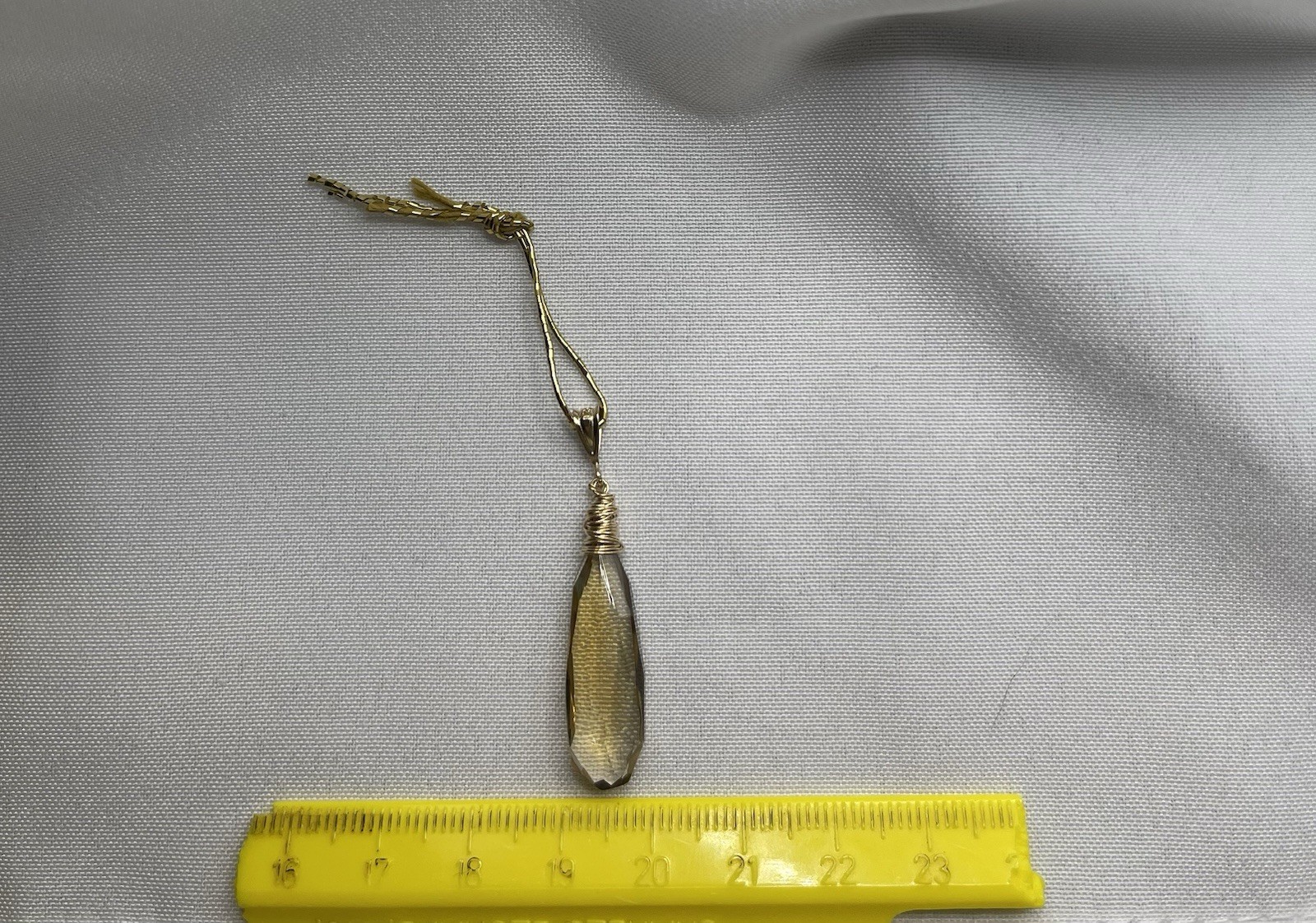 Citrine Pendant Natural Honey Briolette 1/20 14K Gold Filled 30x9mm