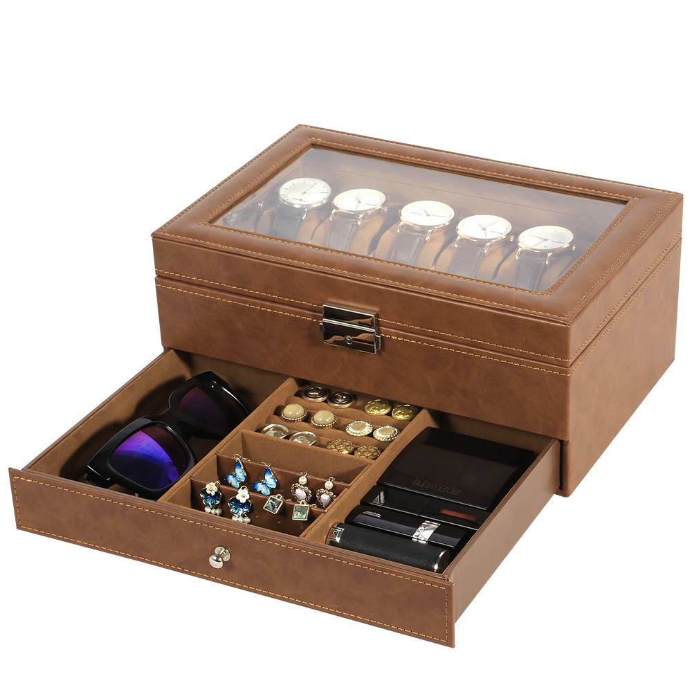 3/6/8/10/12/24 Slot PU Leather Watch Box Organizer Jewelry Display Storage Case