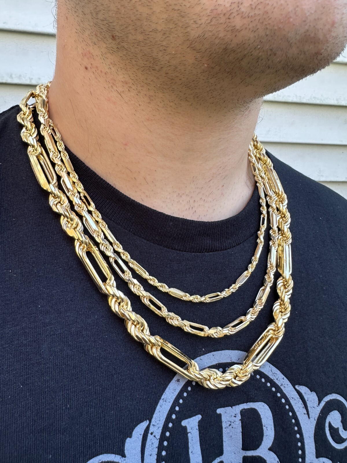 FigaRope Milano Chain Real Solid 14K Gold Plated 925 Silver Necklace Bracelet