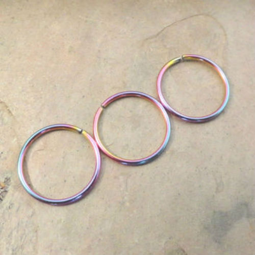 Rainbow Titanium Anodized Stainless Steel Nose Ring Hoop 8mm 20 G