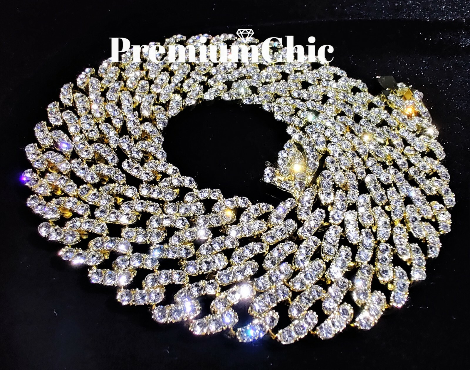 Mens Miami Cuban Link Chain or Bracelet ICED CZ Gold Plated Hip Hop CZ Jewelry