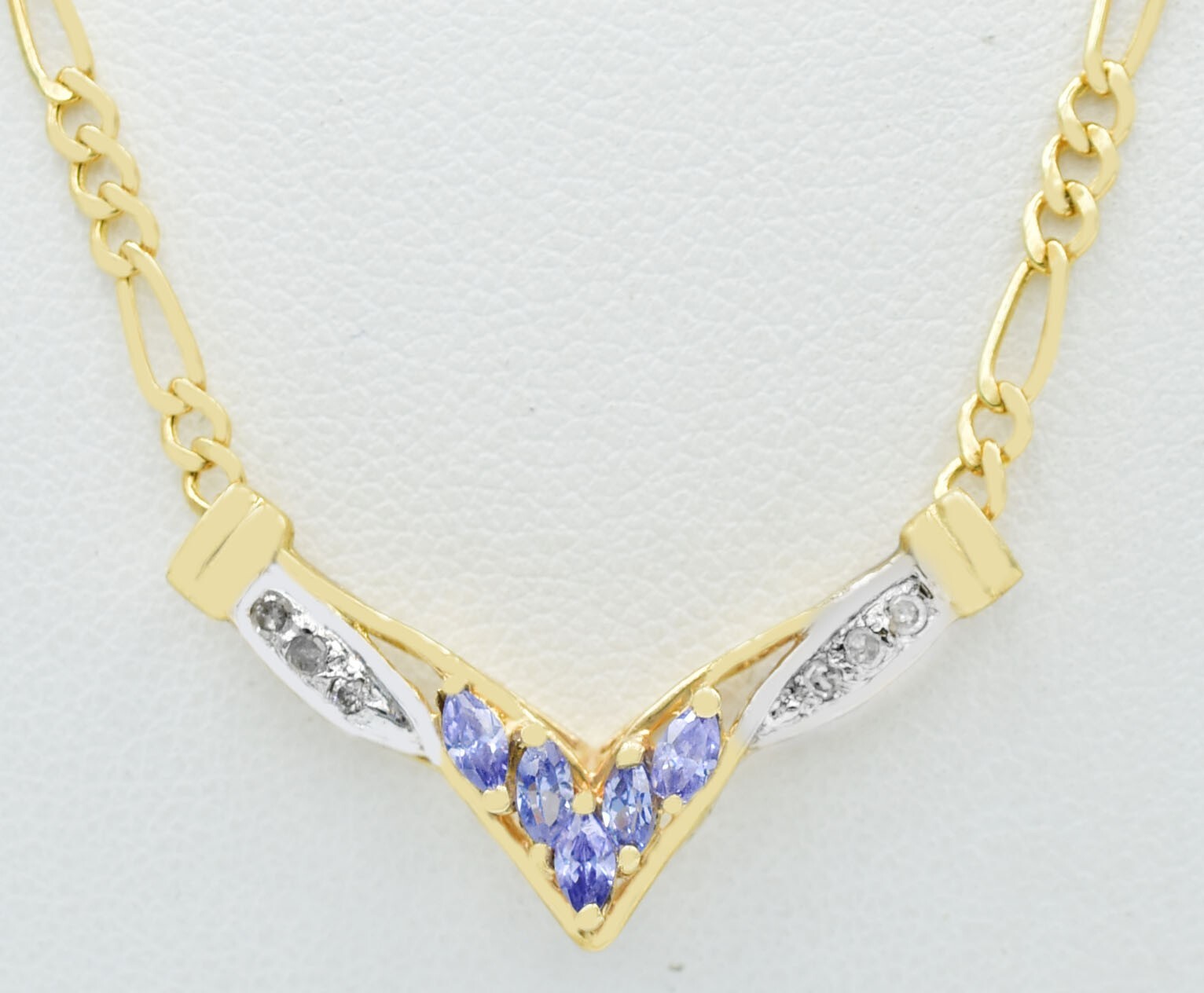 GENUINE 0.75 CTS TANZANITE & DIAMOND NECKLACE 10K GOLD – Free Appraisal