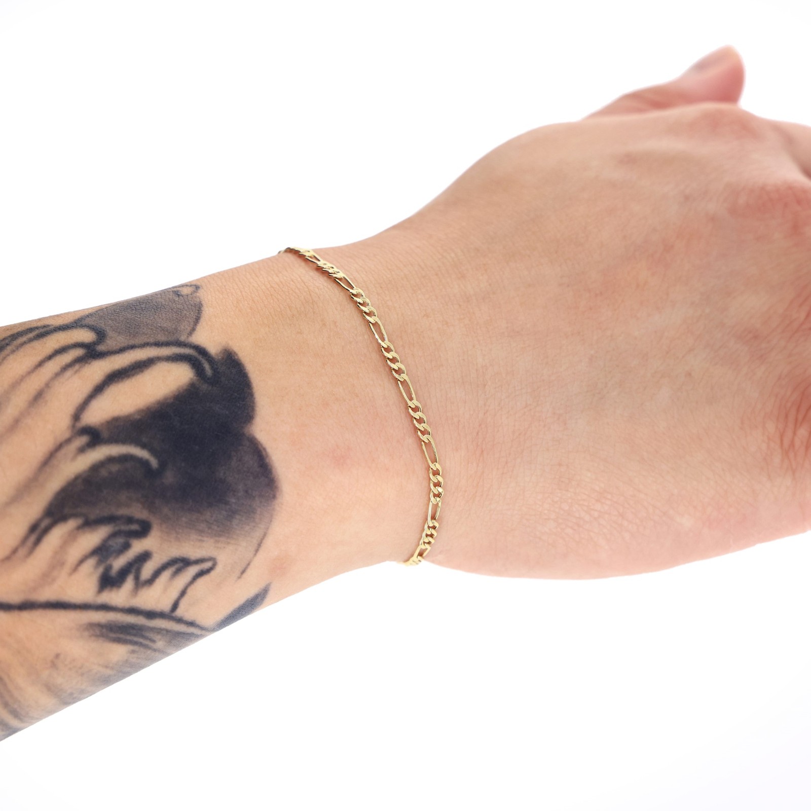 10K Yellow Gold 3.5mm-9mm Italian Figaro Chain Link Bracelet Mens Women 7″ 8″ 9″
