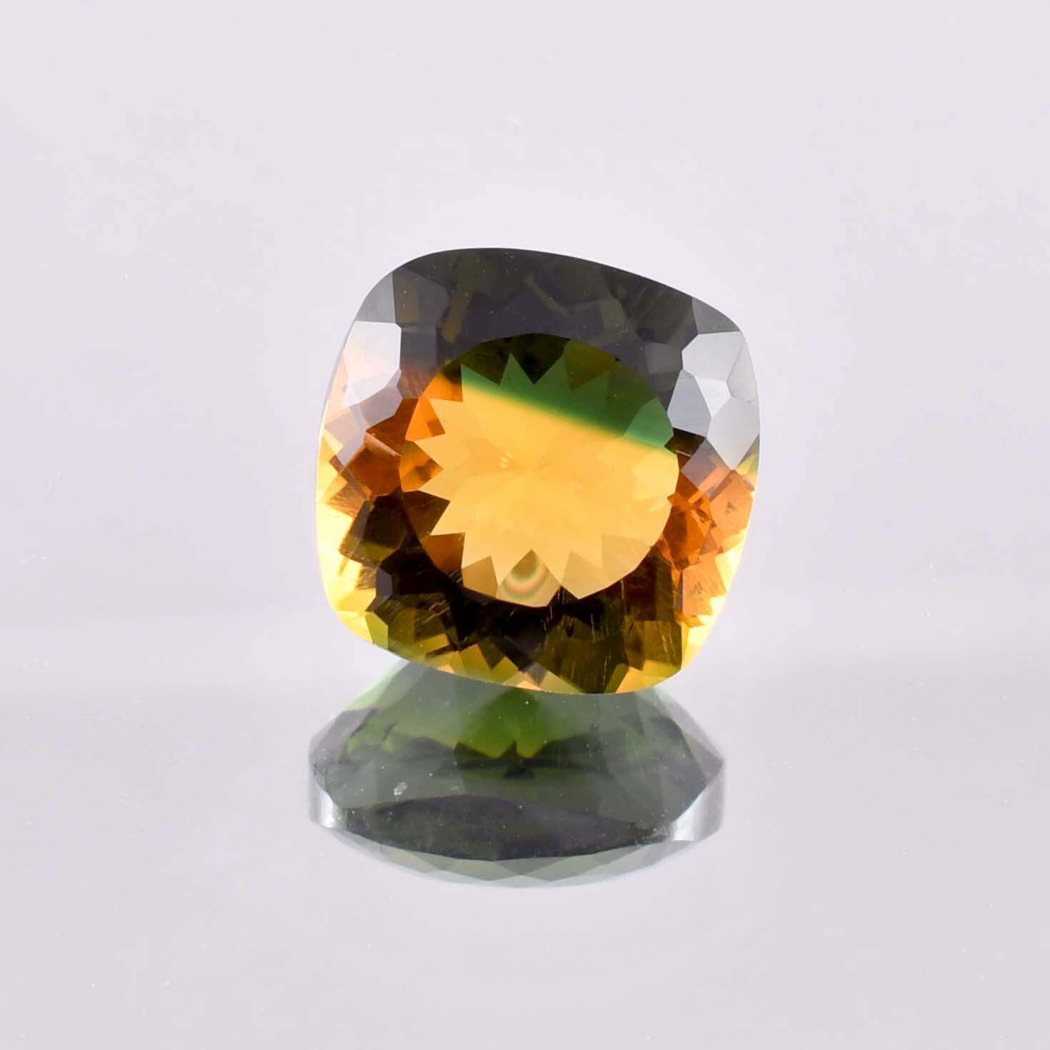 Flawless Natural Bi-Color Yellow Green Tourmaline (GIT Certified) Loose Gemstone