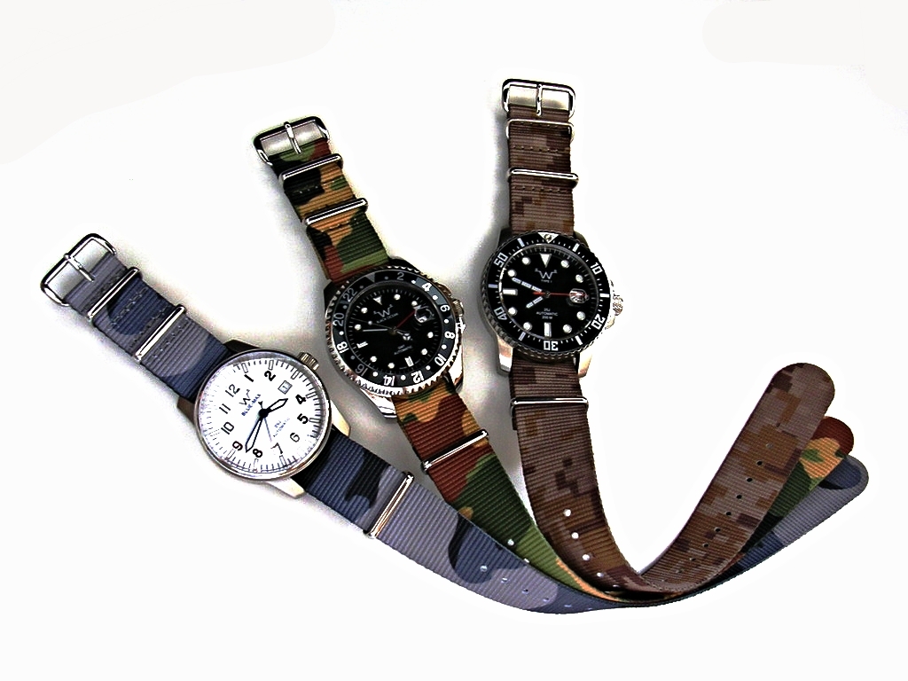 NATO G10 ® Ballistic CAMO nylon watch band Military strap RAF stitched IW SUISSE